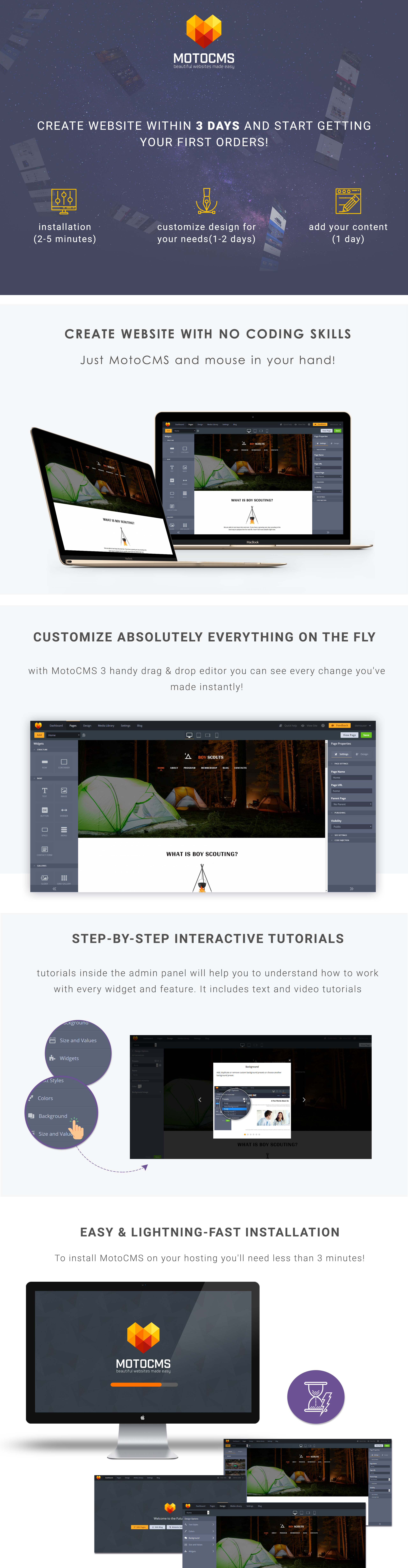 Summer Camp Moto CMS 3 Template