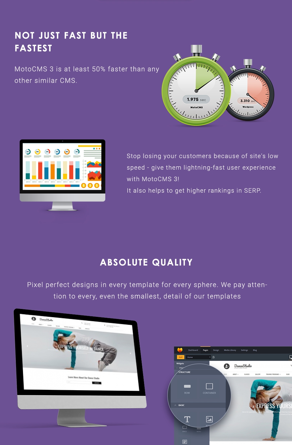 dance studio responsive moto cms 3 шаблон