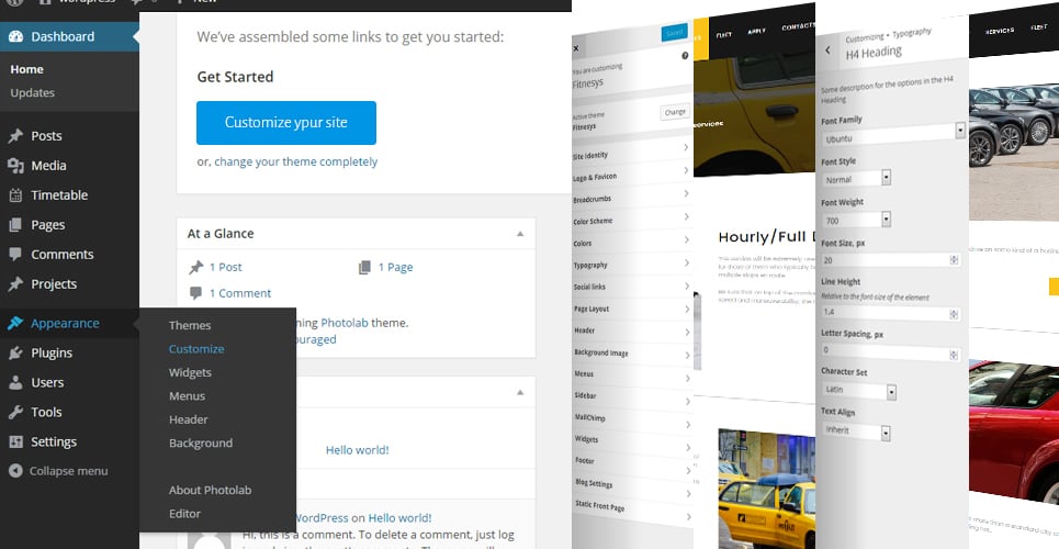 транспорт и такси wordpress тема