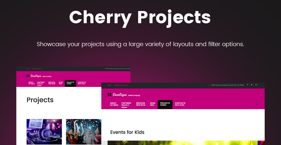события компании wordpress тема