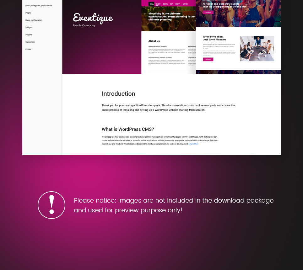 события компании wordpress тема
