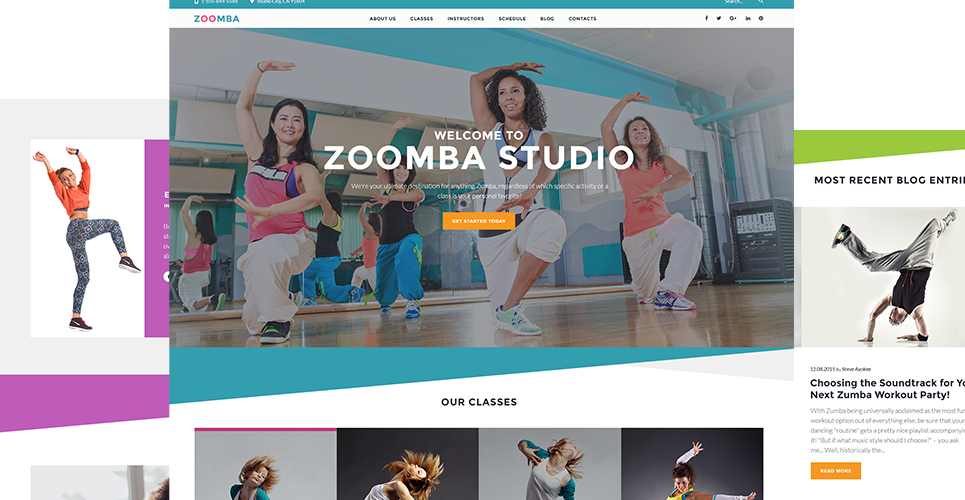 zoomba dance studio wordpress тема