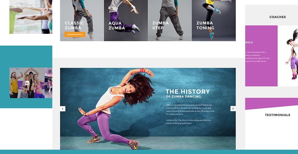 zoomba dance studio wordpress тема