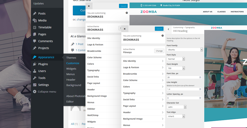 zoomba dance studio wordpress тема
