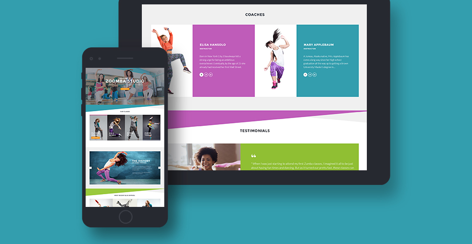zoomba dance studio wordpress тема