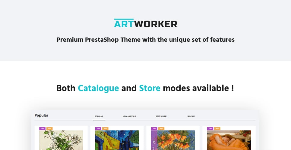 онлайн галерея и портфолио художников тема prestashop