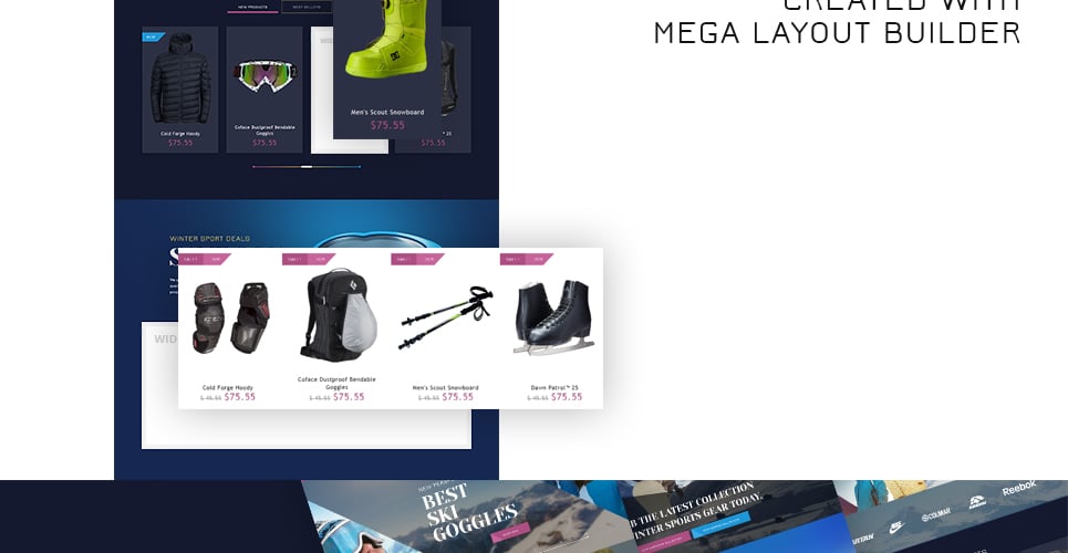 спортивная одежда и снаряжение тема prestashop