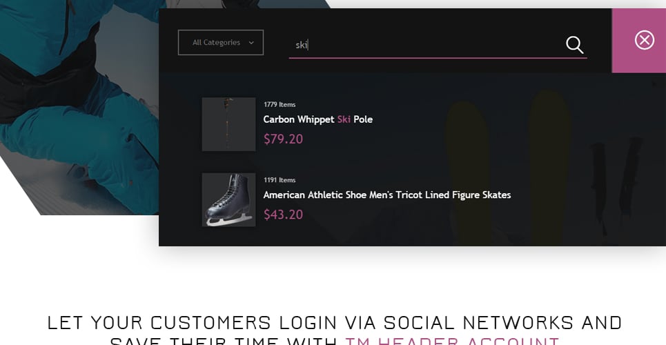спортивная одежда и снаряжение тема prestashop