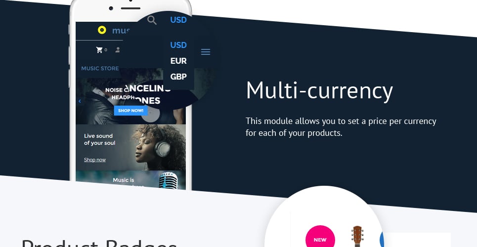 тема аудио-и музыкального магазина shopify