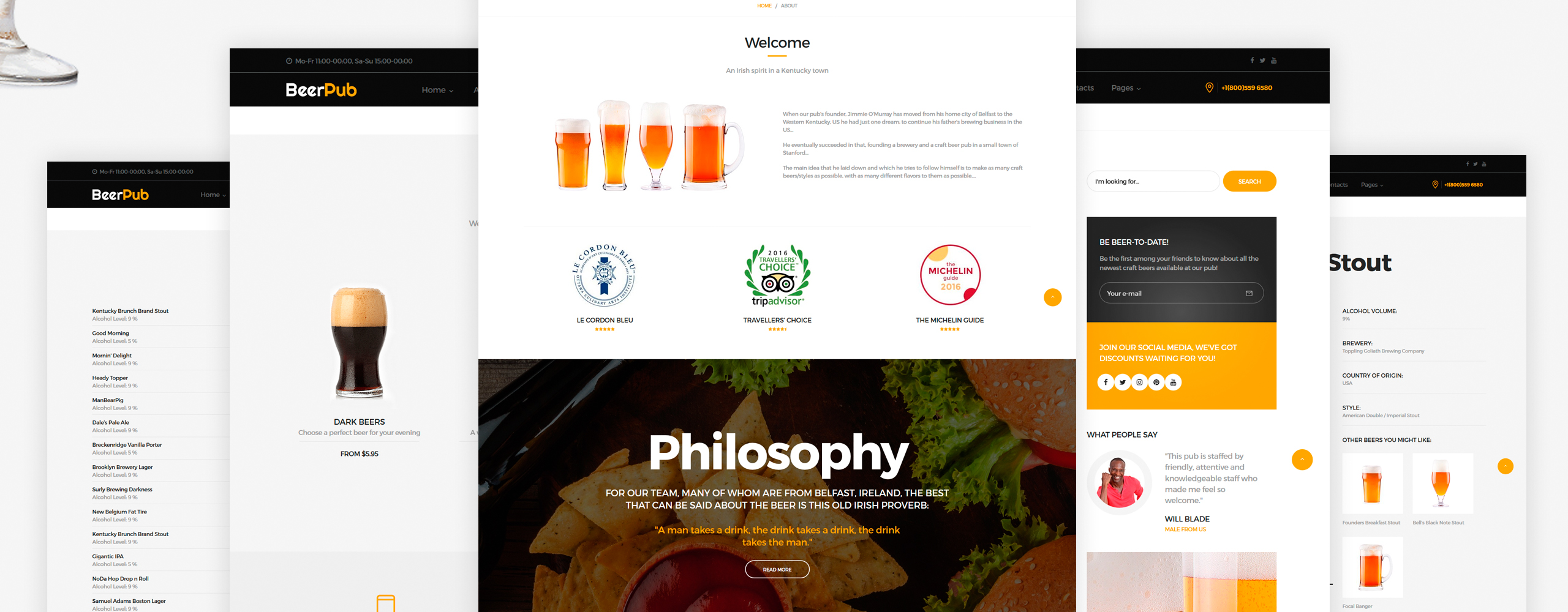 многостраничный шаблон сайта food and restaurant