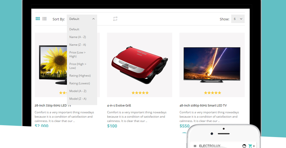 отзывчивый шаблон opencart для магазина электроники