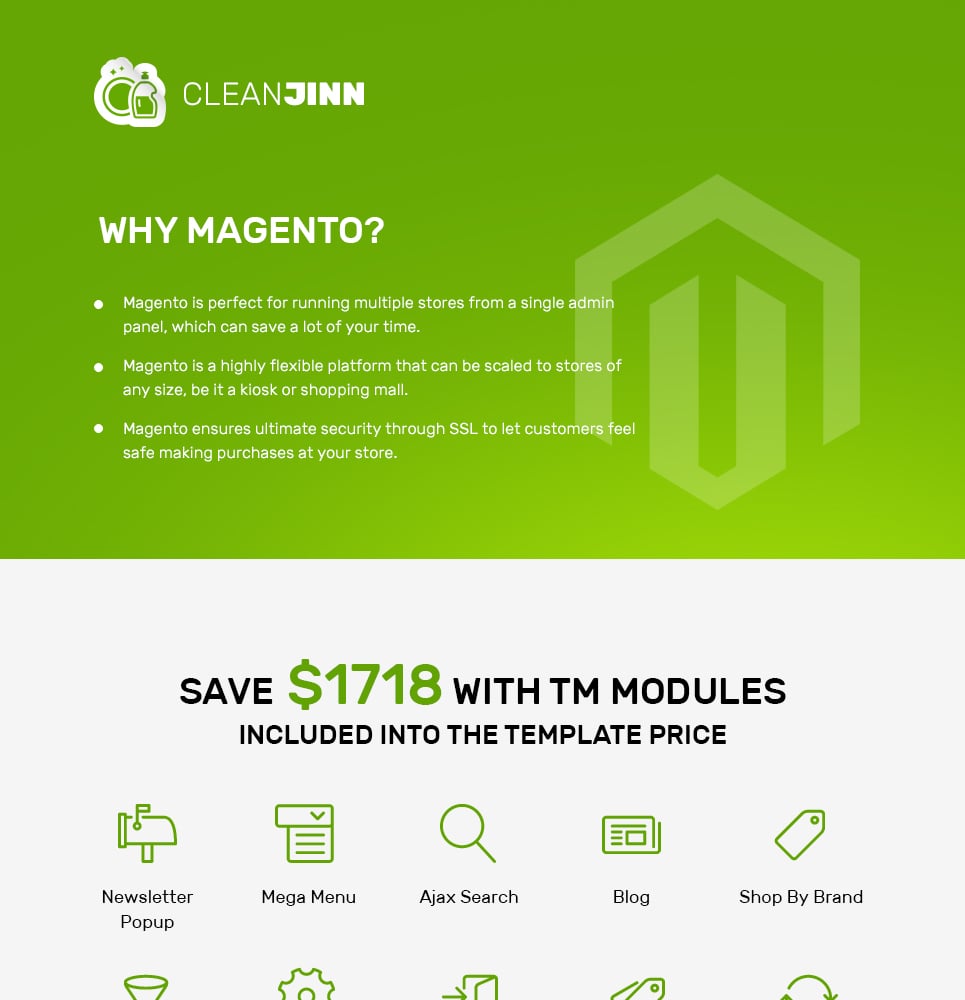 магазин чистящих средств и инструментов отзывчивая тема magento