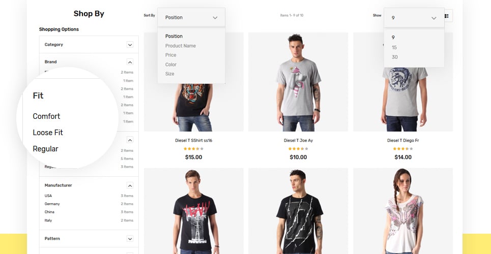 магазин рубашек отзывчивая тема magento