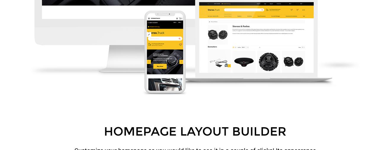 автомобильный аудио отзывчивый шаблон opencart