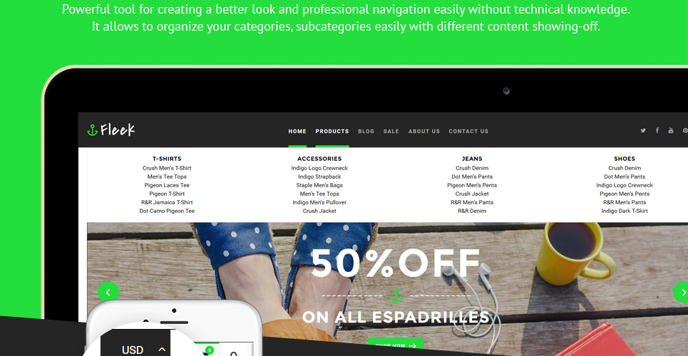 мода отзывчивая тема shopify