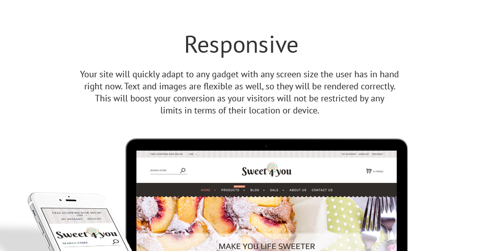 sweet shop отзывчивая тема shopify