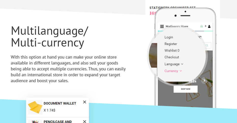 канцелярские принадлежности отзывчивый шаблон opencart
