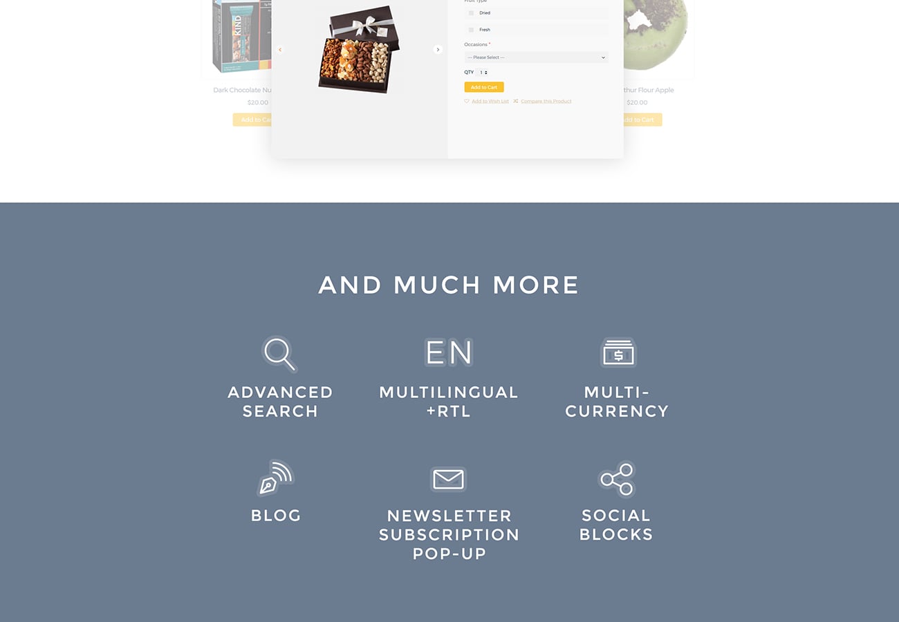 food отзывчивый шаблон opencart