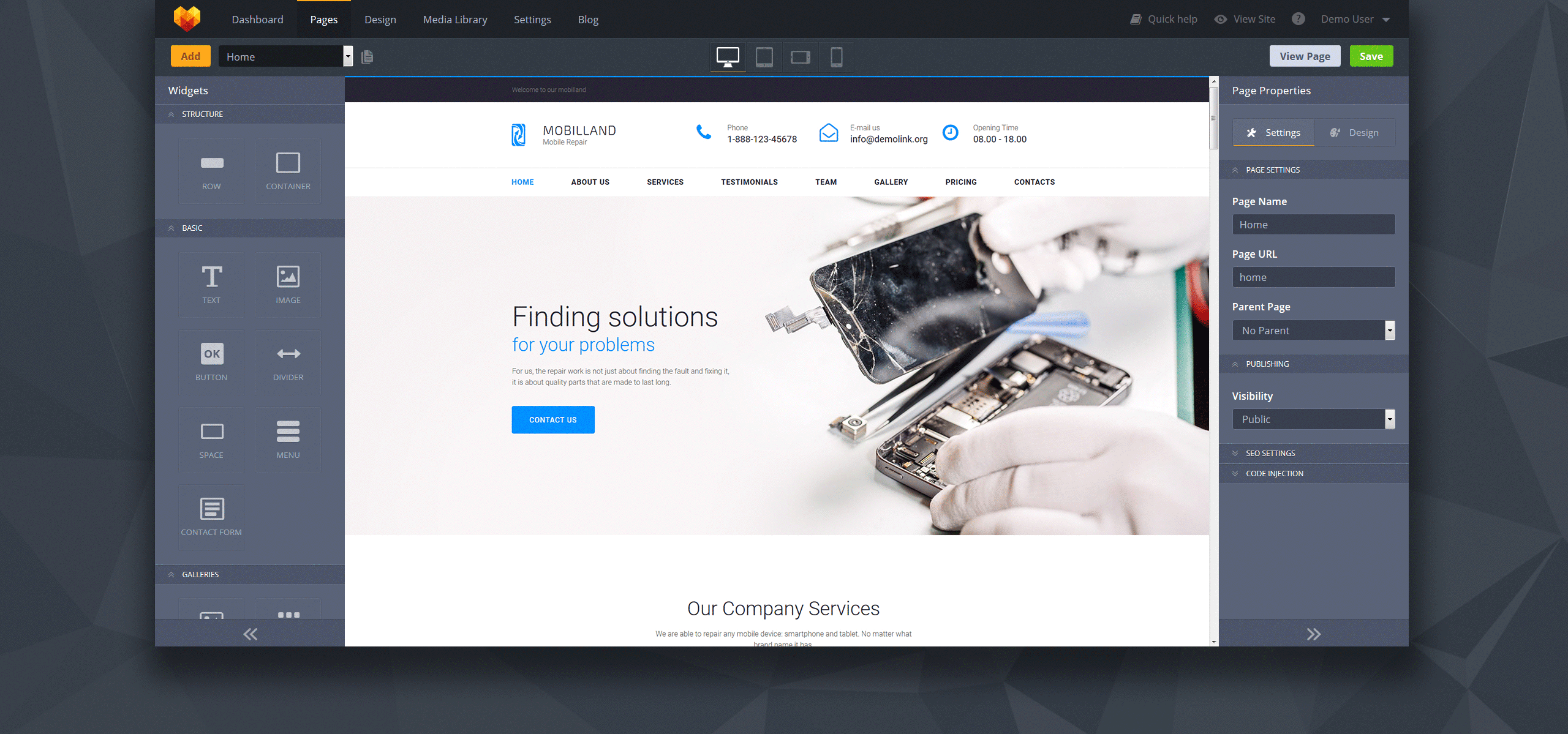 мобильные ремонтные услуги moto cms 3 шаблон