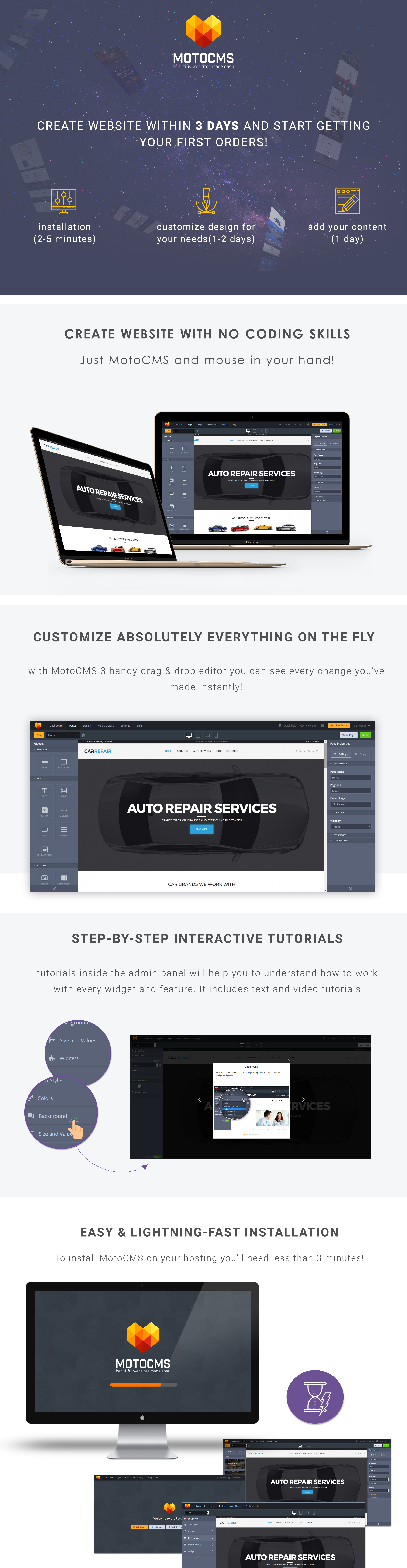 шаблон auto repair moto cms 3