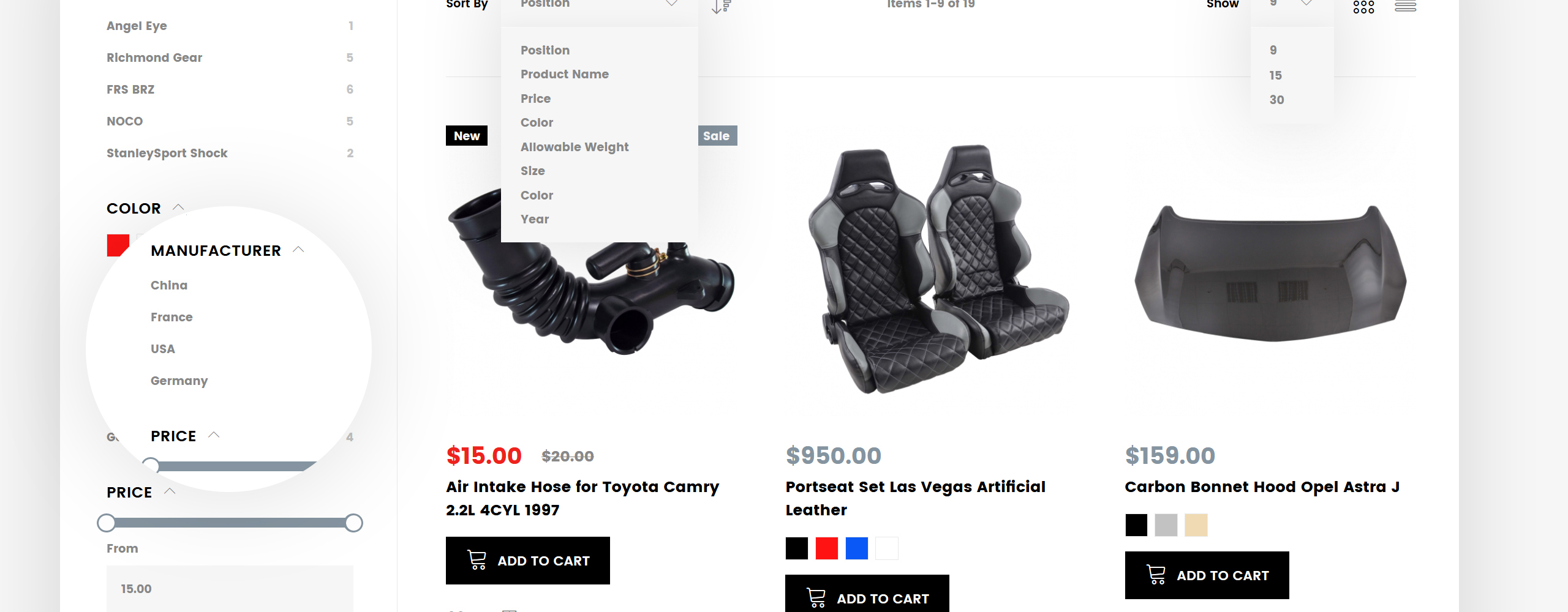 тема запасных частей magento