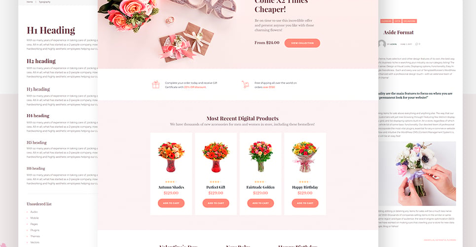 цветочный магазин woocommerce тема