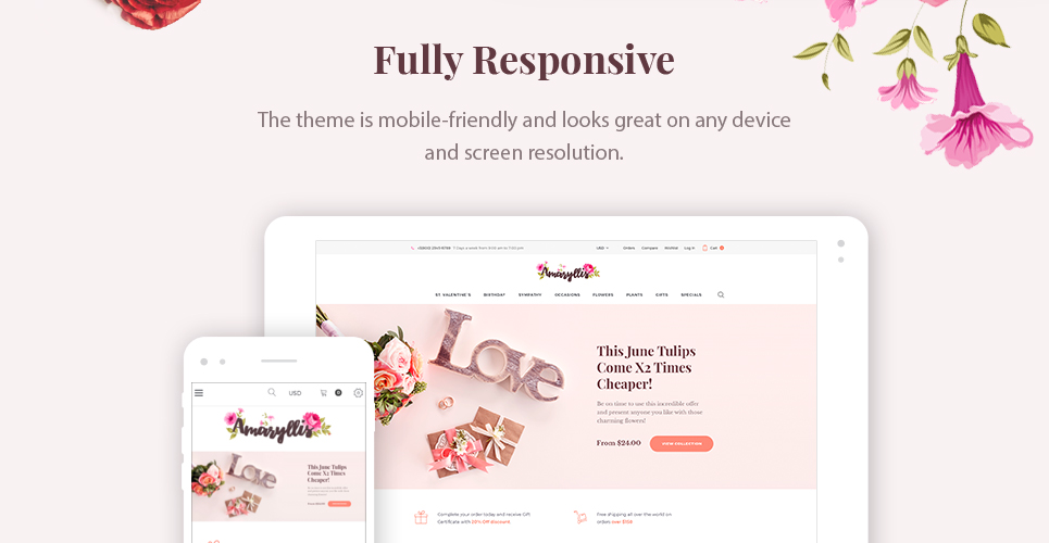 цветочный магазин woocommerce тема