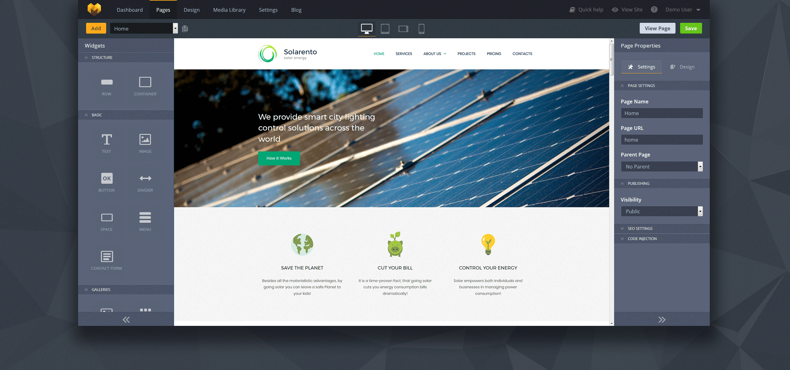 шаблон solar energy premium moto cms 3