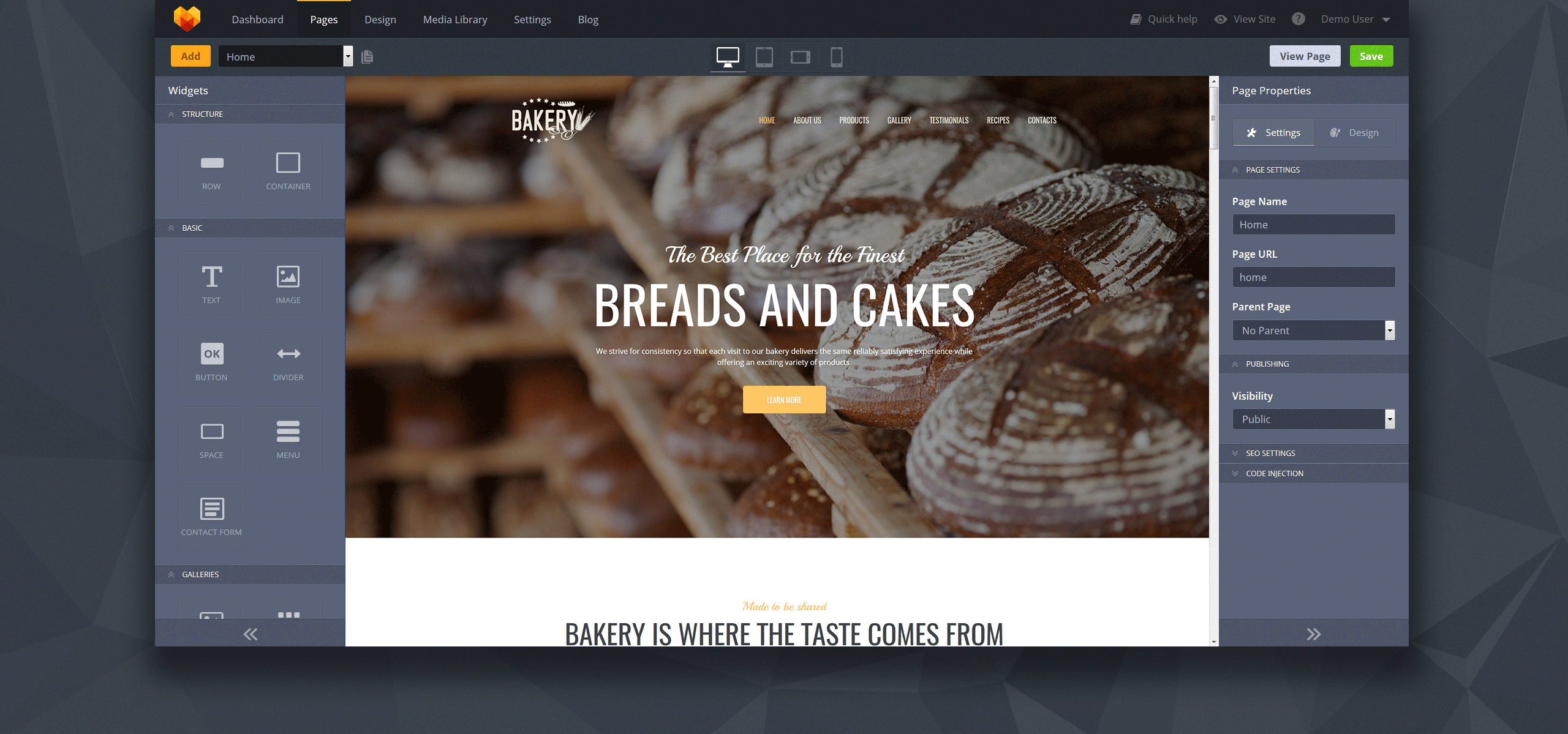 шаблон bakery premium moto cms 3