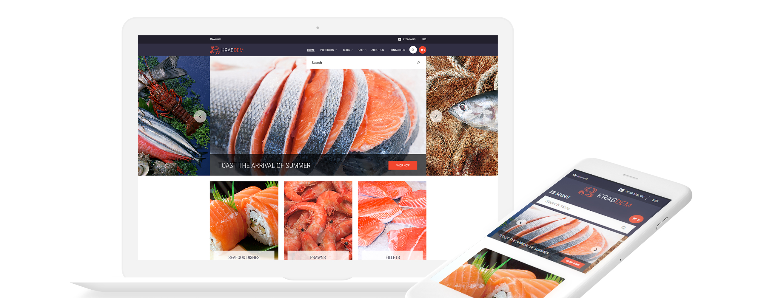 seafood restaurant отзывчивая тема shopify