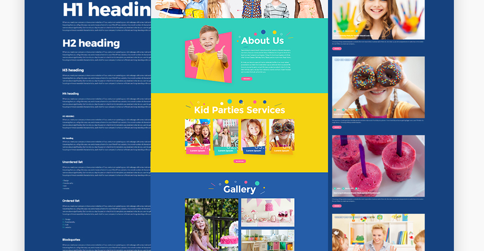 kid parties services адаптивная тема wordpress