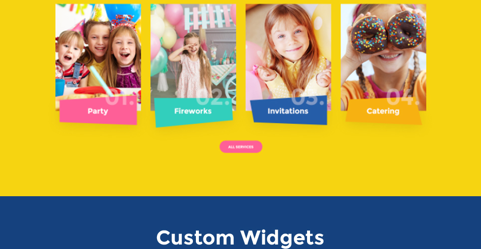kid parties services адаптивная тема wordpress