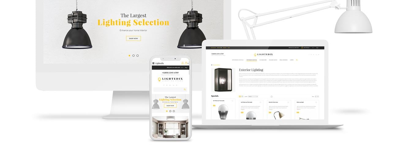 адаптивный шаблон opencart для освещения и электричества