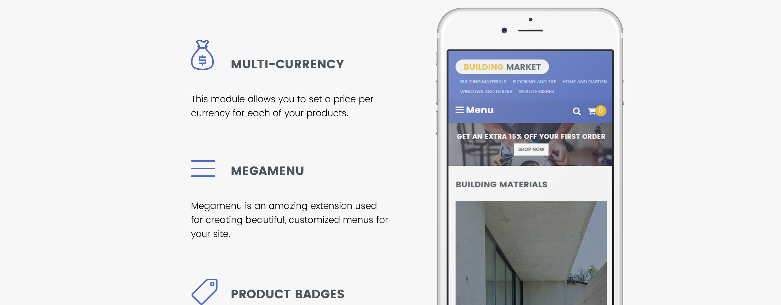 строительные материалы отзывчивая тема shopify