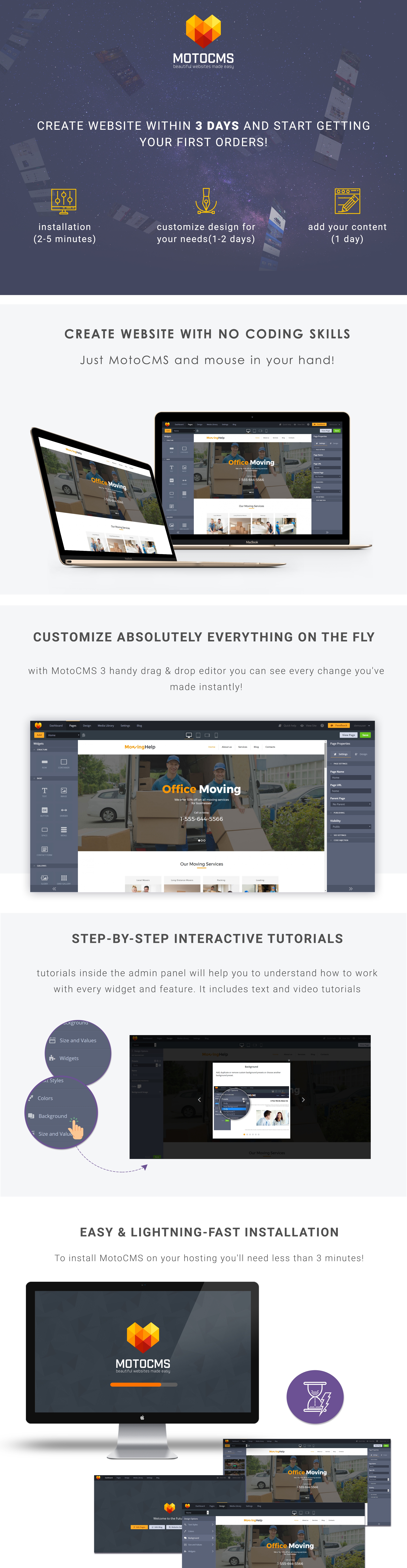шаблон moving company moto cms 3