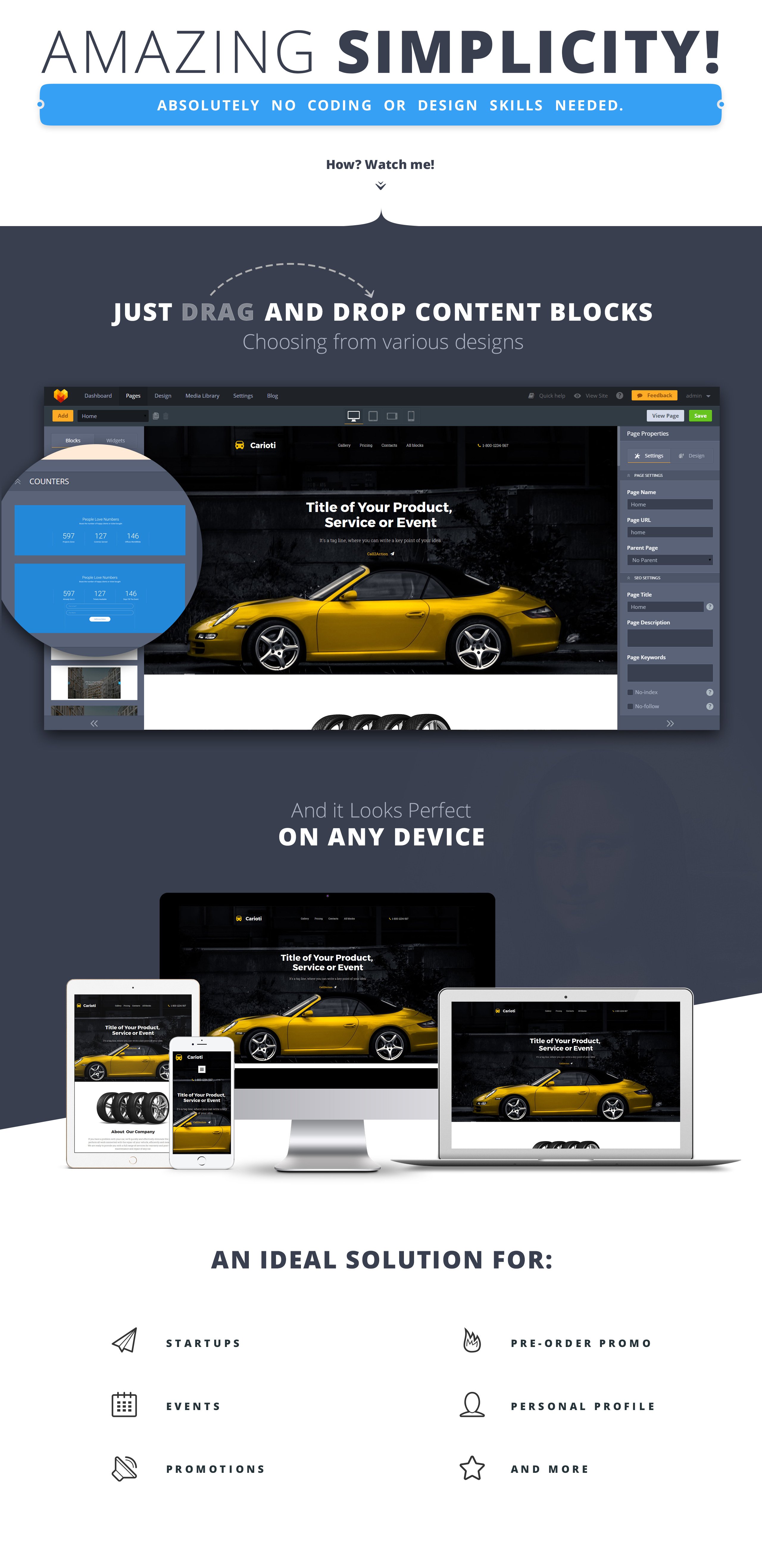 шаблон целевой страницы carioti motocms 3