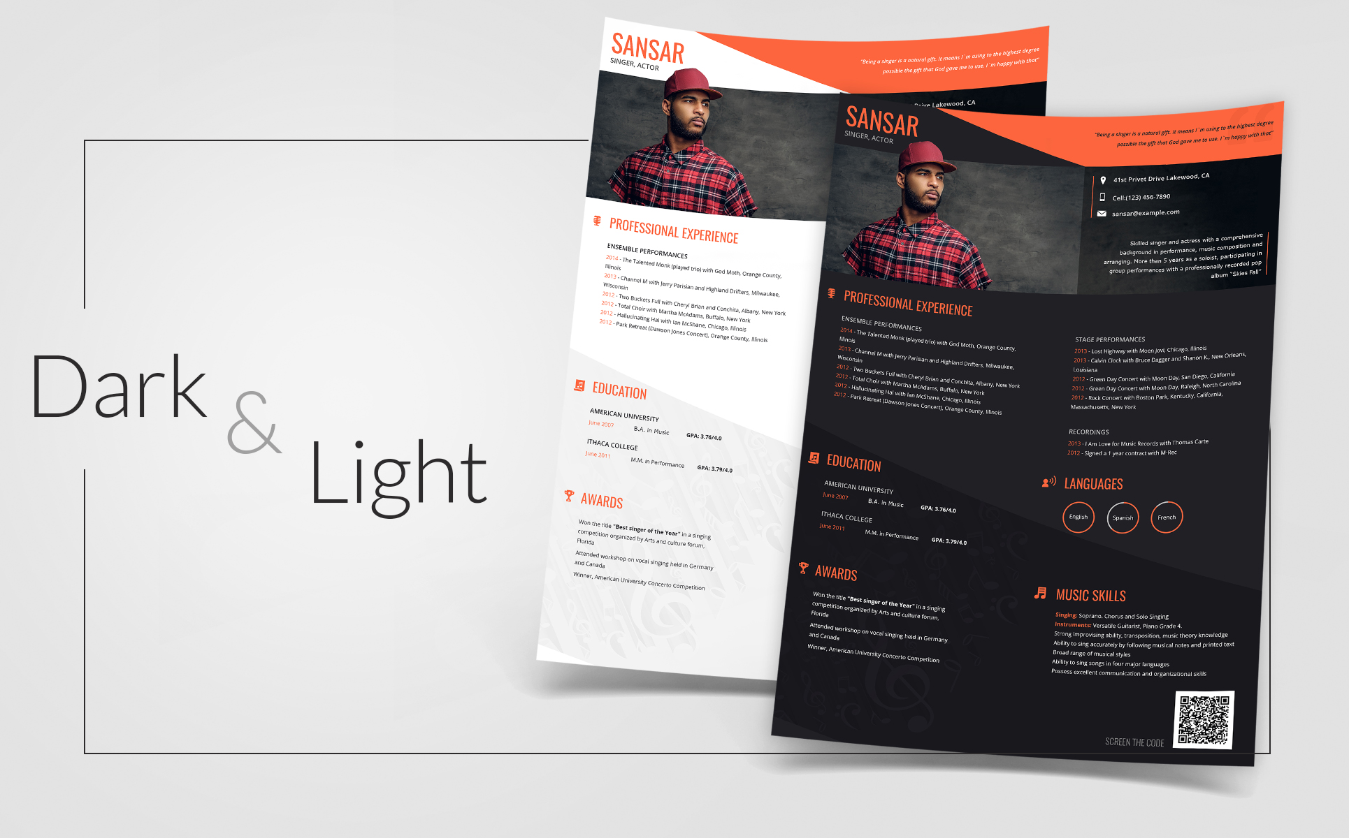 Download Резюме "Sansar - Singer and Actor Resume Template" / Sansar - Singer and Actor Resume Template - Резюме на тему графика 