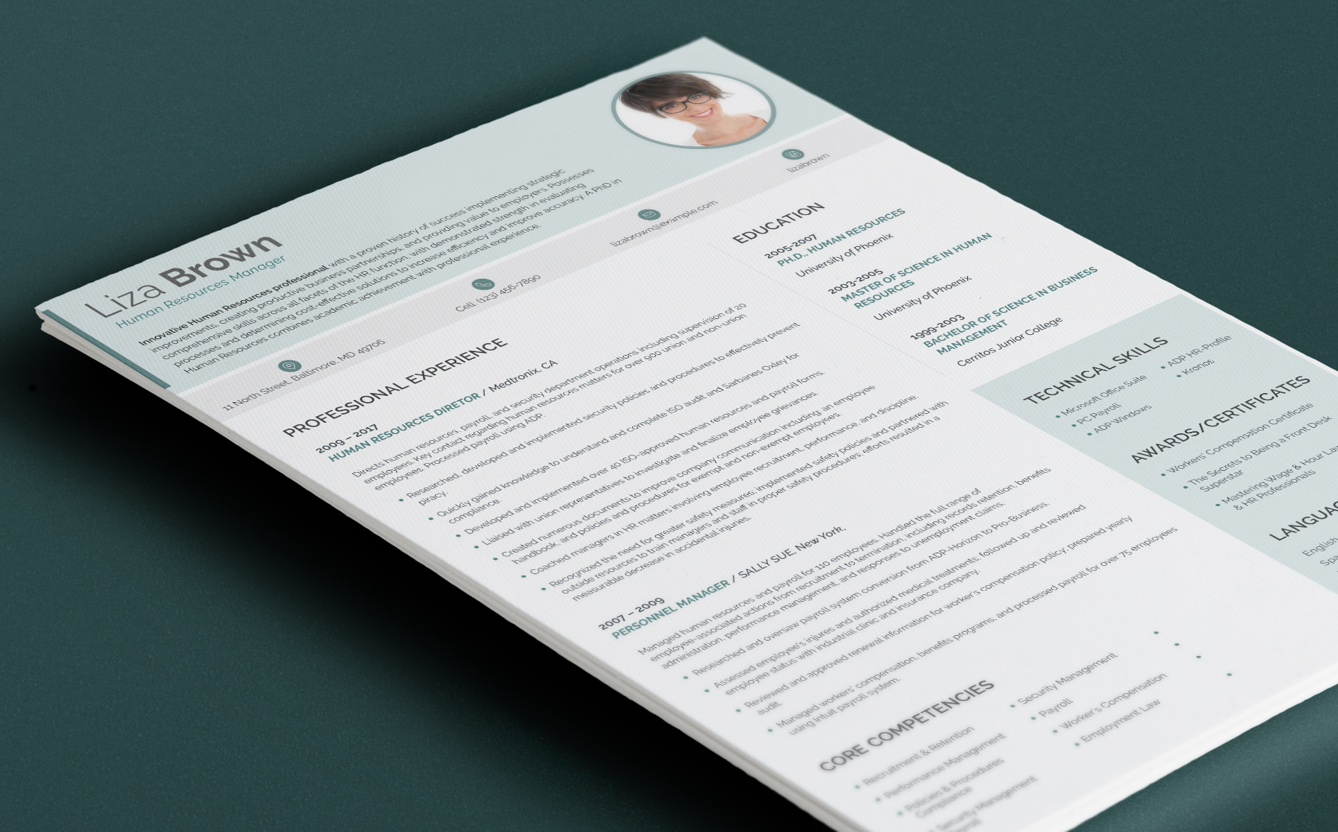 Download Резюме "Пример резюме менеджера по персоналу" / Liza Brown - Human Resources Manager Resume Template - Резюме на тему графика 