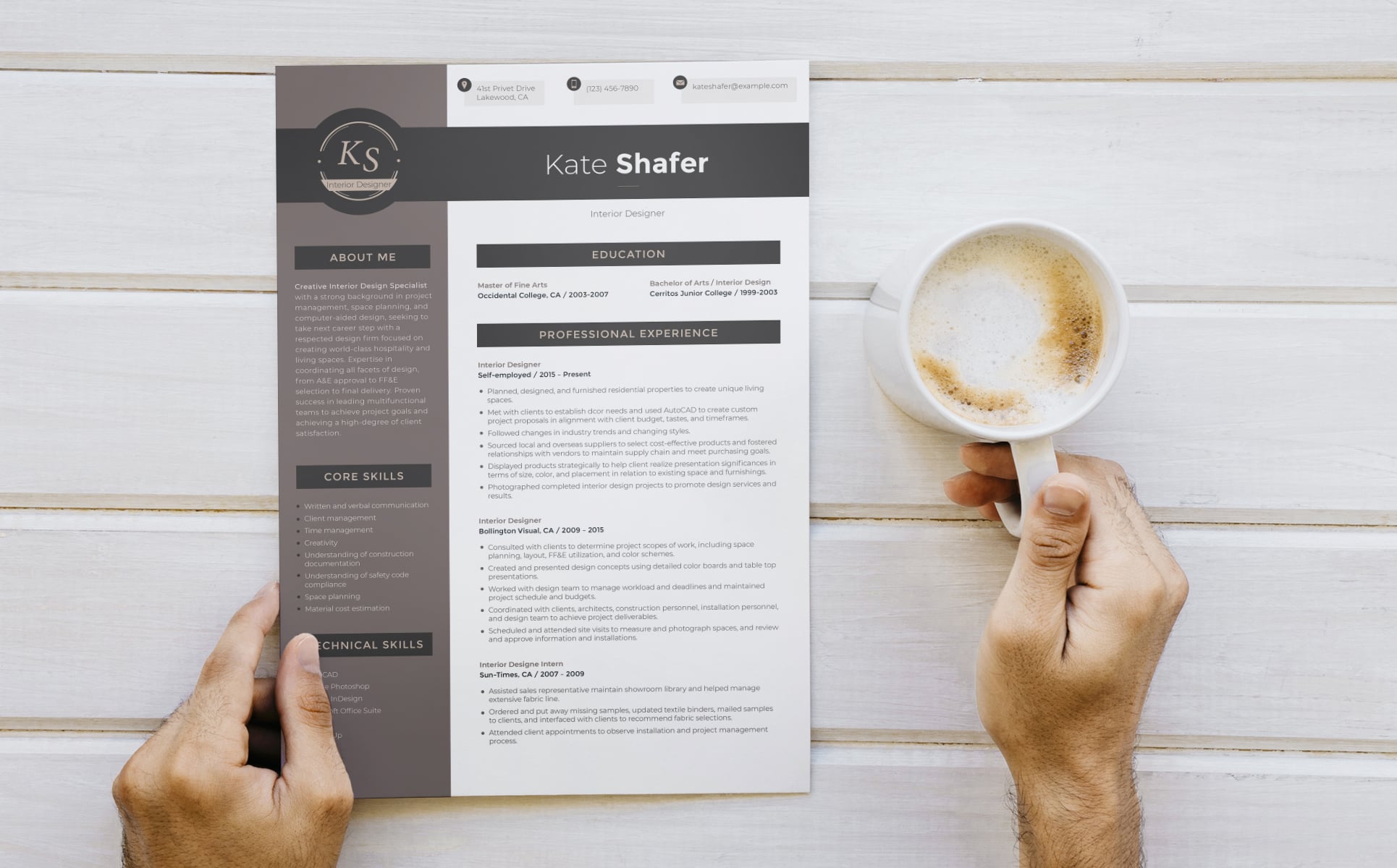 Download Резюме "Kate Shafer - Interior Designer Resume Template" / Kate Shafer - Interior Designer Resume Template - Резюме на тему графика 