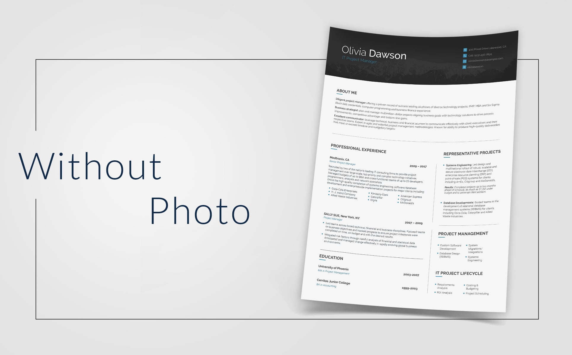 Download Резюме "Olivia Dawson - Project Manager Resume Template" / Olivia Dawson - Project Manager Resume Template - Резюме на тему графика 