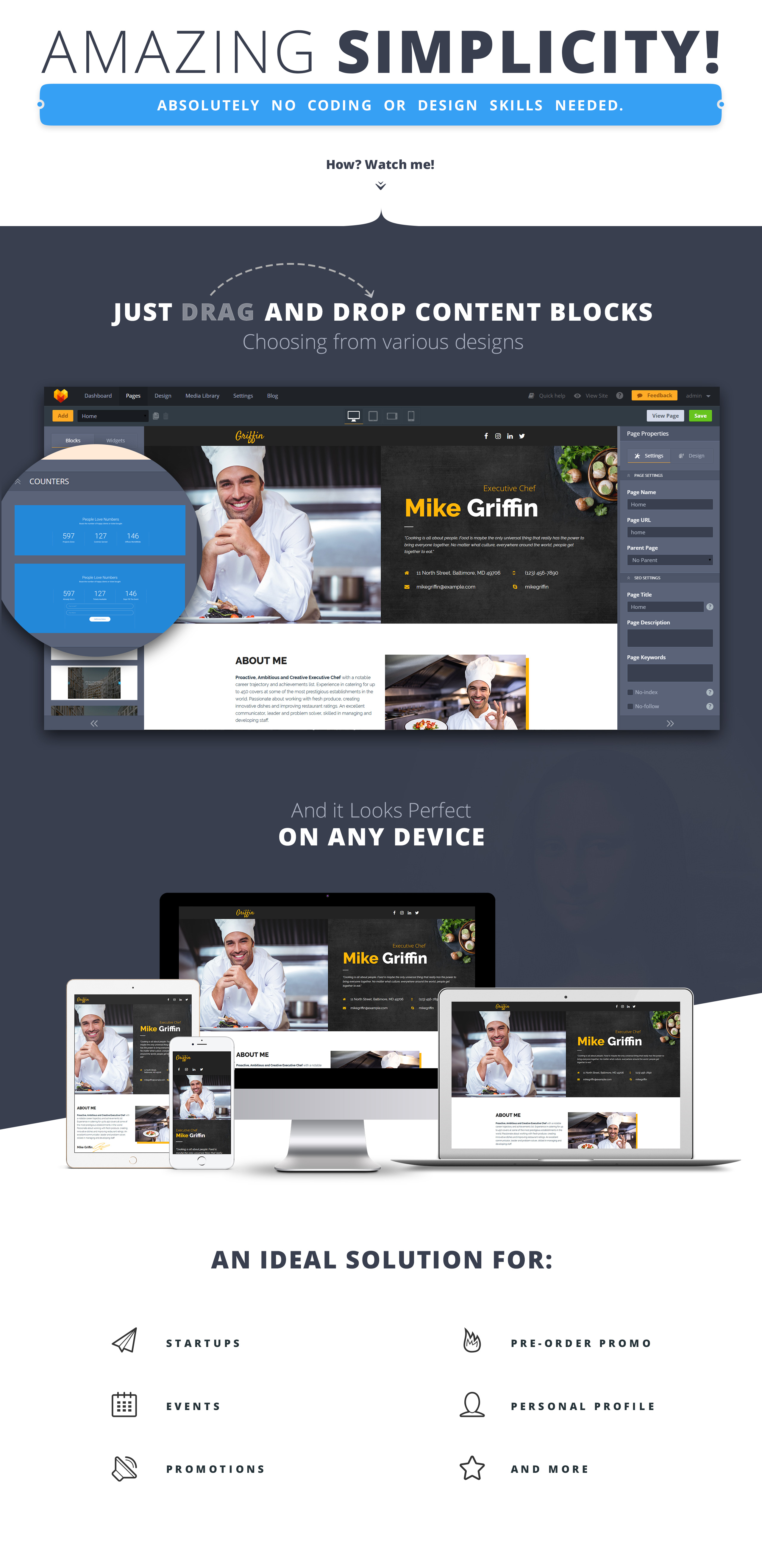шаблон целевой страницы executive chef cv motocms 3