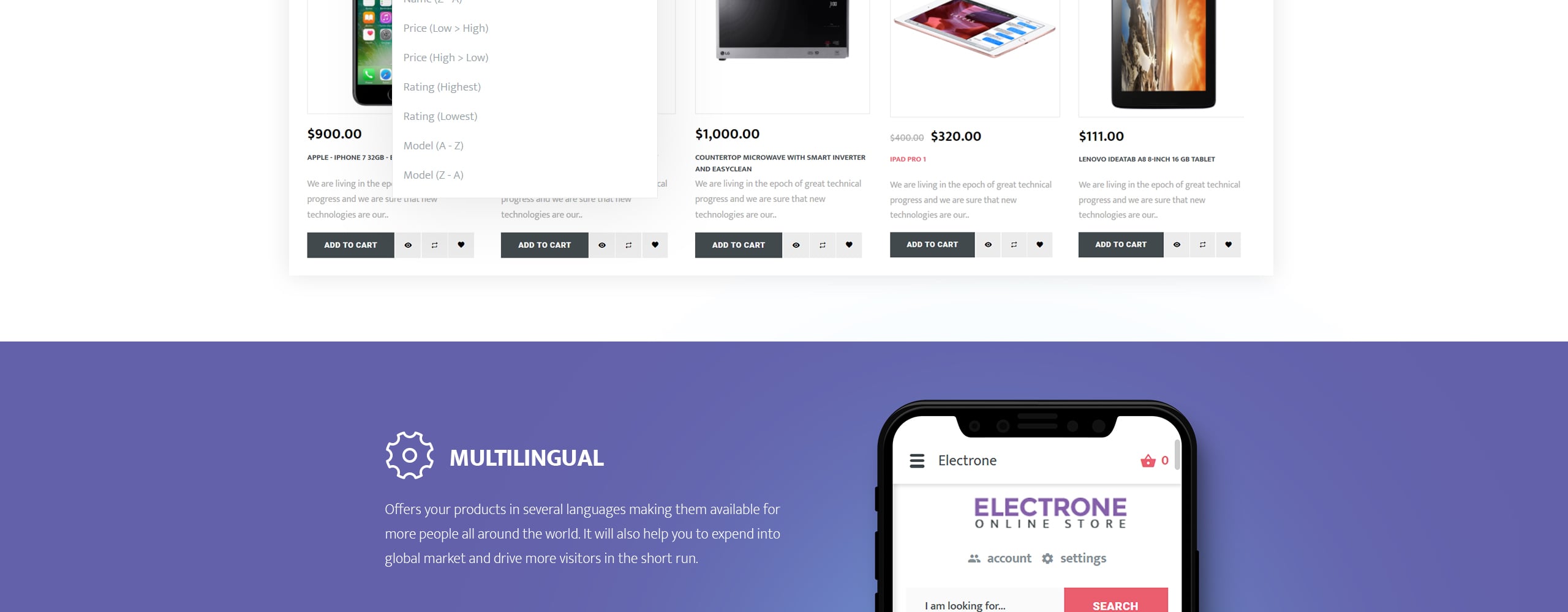 отзывчивый шаблон opencart для магазина электроники