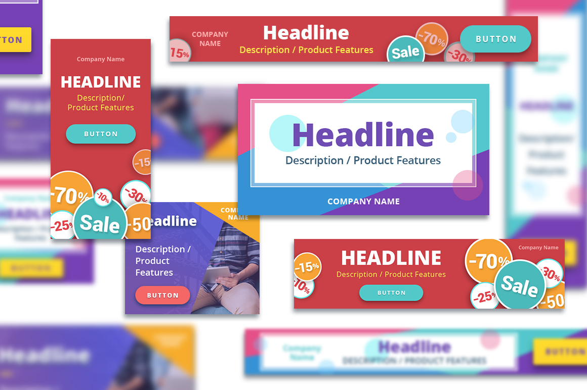 Download Бандл PSD баннеров для AdWords / 30 PSD Web Banners (AdWords) Bundle - Бандл на тему веб-дизайн 