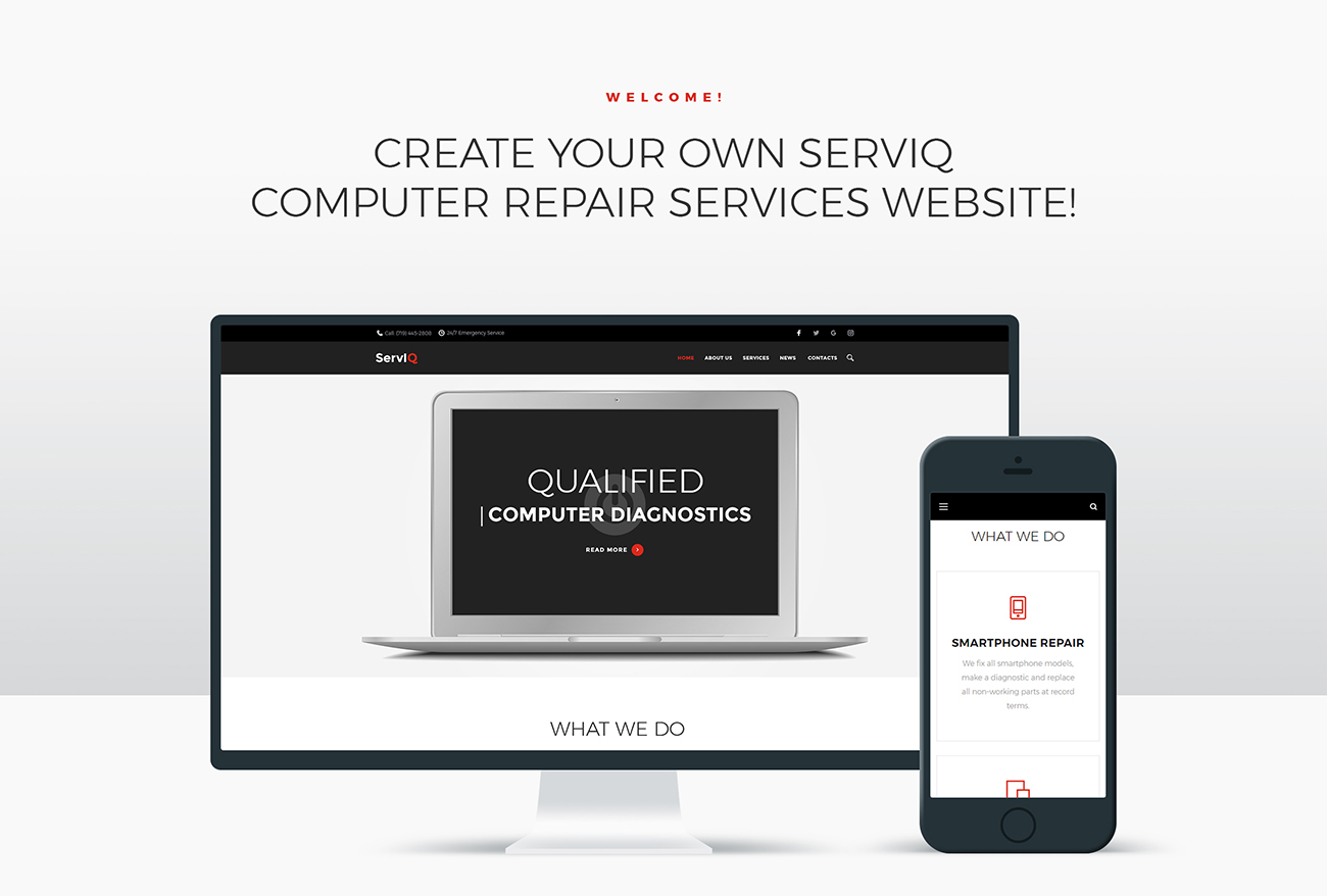 serviq услуги по ремонту компьютеров wordpress тема