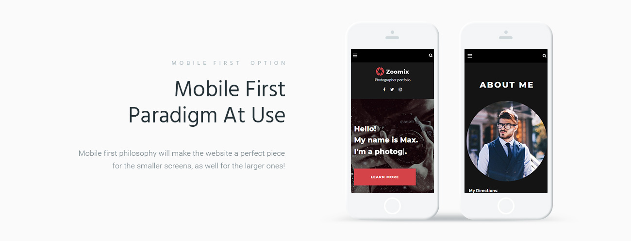 zoomix фотографы портфолио фотогалерея wordpress тема