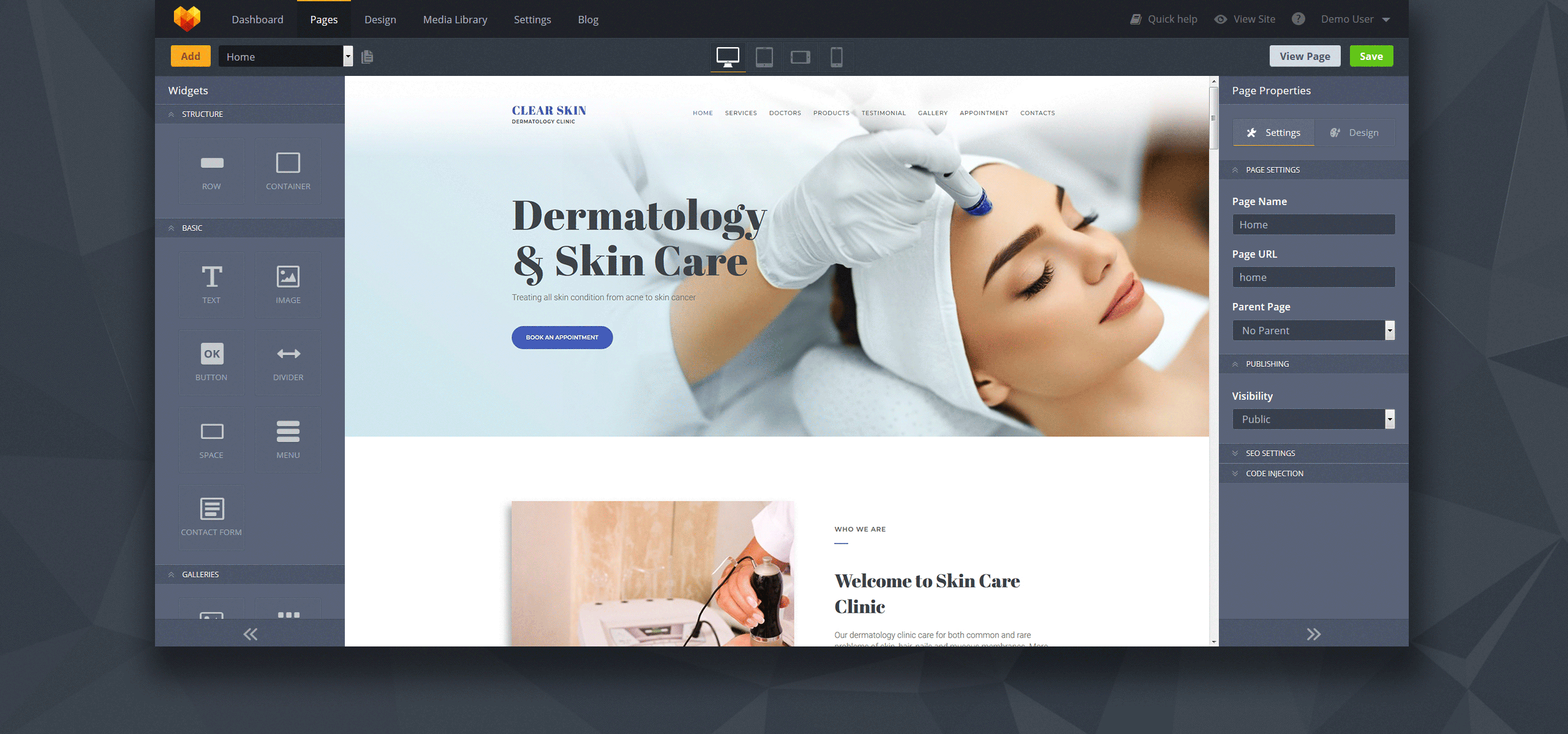шаблон dermatologist clinic moto cms 3