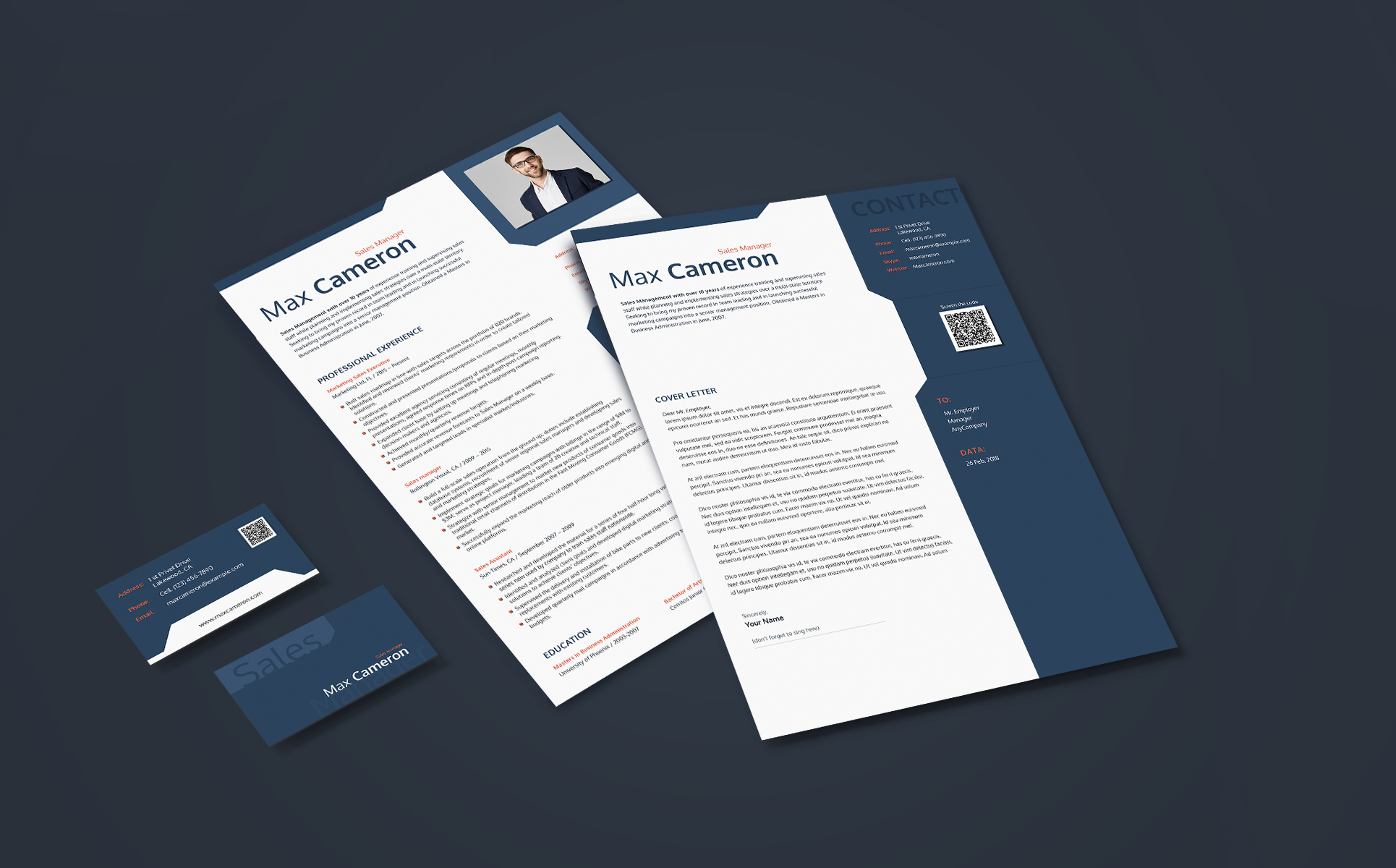 Download Резюме "Пример резюме образца продавца" / Max Cameron - Sales Manager Resume Template - Резюме на тему графика 