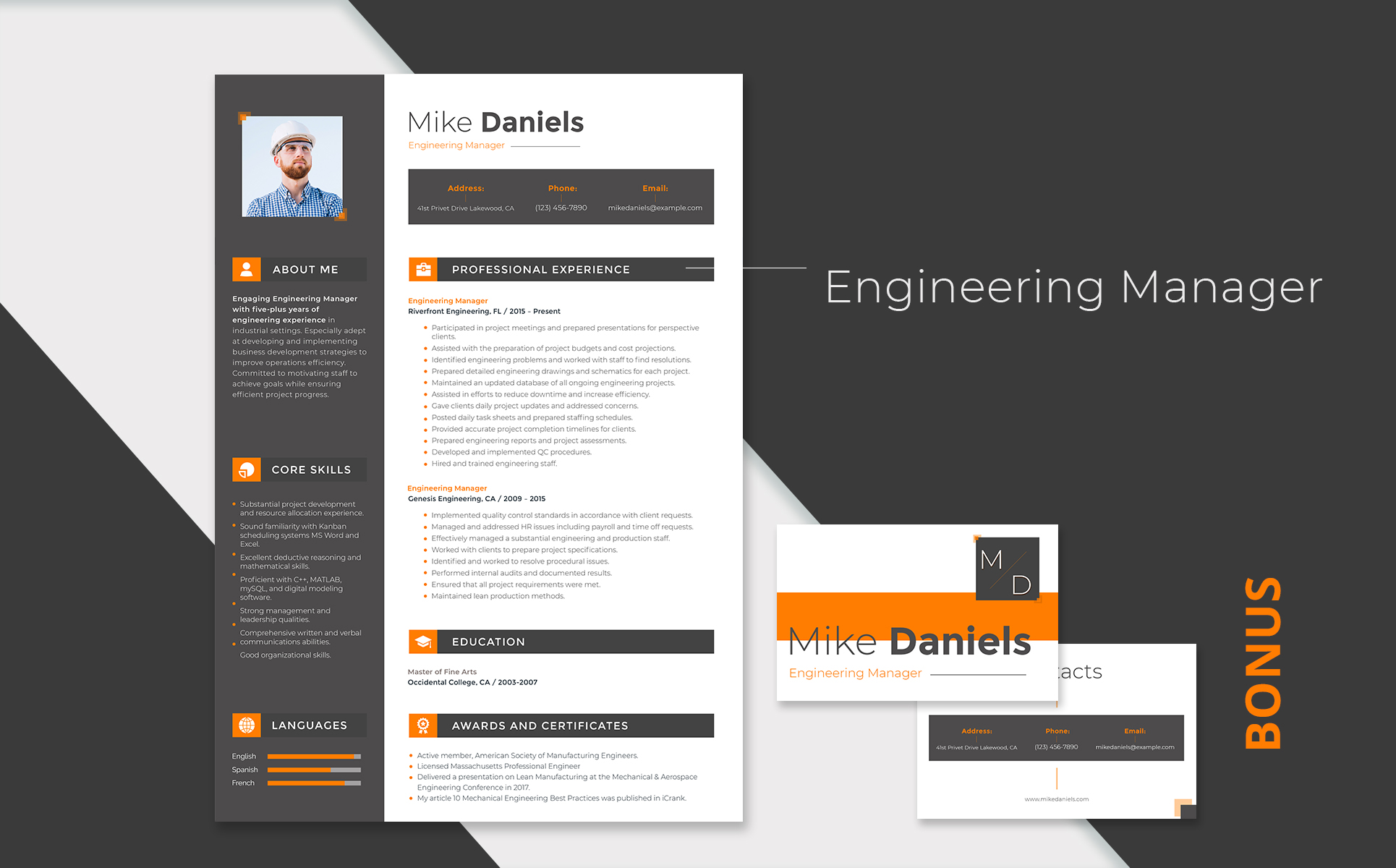 Download Резюме "Mike Daniels - Engineering Manager Resume Template" / Mike Daniels - Engineering Manager Resume Template - Резюме на тему графика curriculum vitae resume cv cover letter engineering management engineer ms architectural manager architect civil electrical mechanical engg industrial dcientist technology
