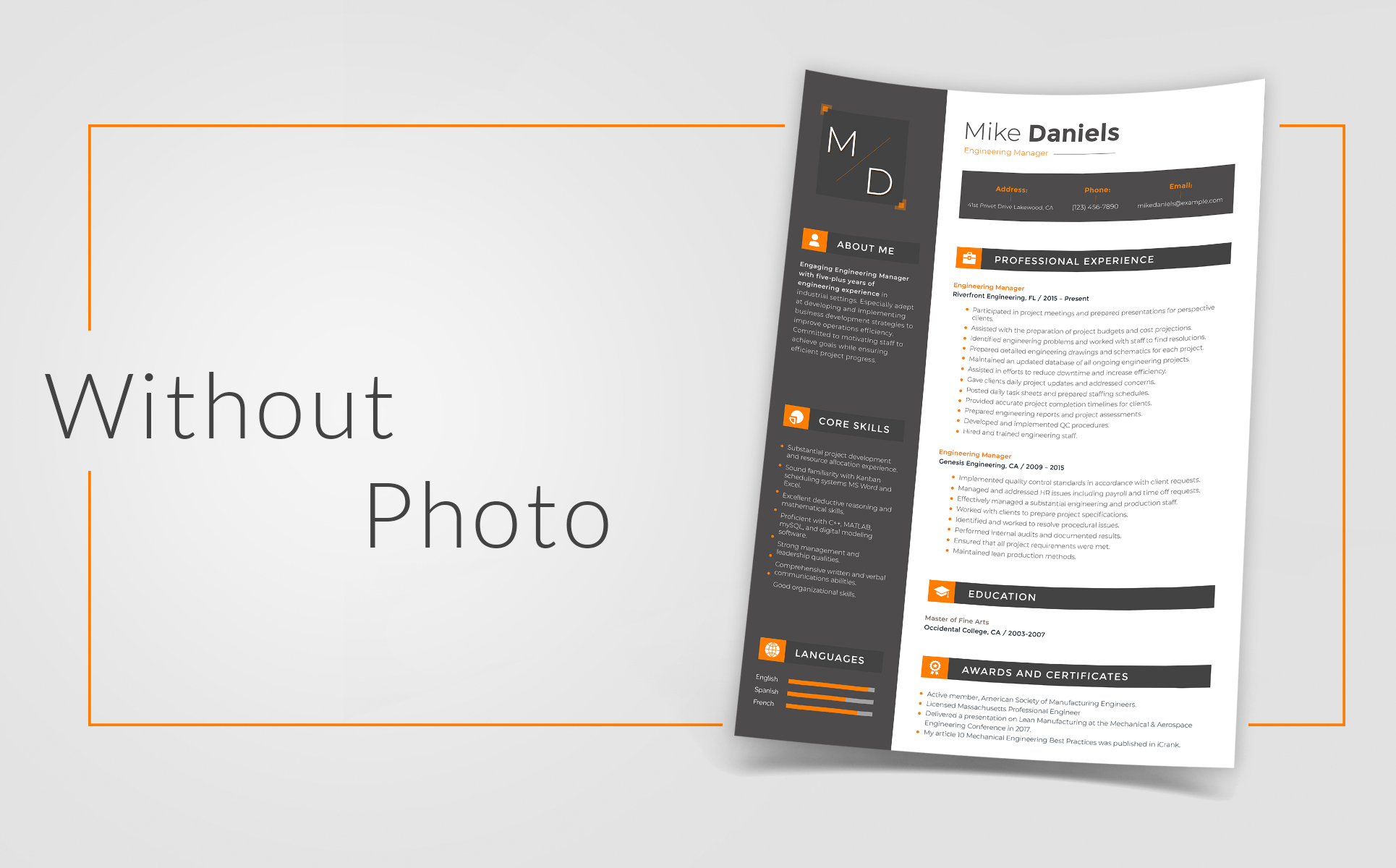 Download Резюме "Mike Daniels - Engineering Manager Resume Template" / Mike Daniels - Engineering Manager Resume Template - Резюме на тему графика curriculum vitae resume cv cover letter engineering management engineer ms architectural manager architect civil electrical mechanical engg industrial dcientist technology