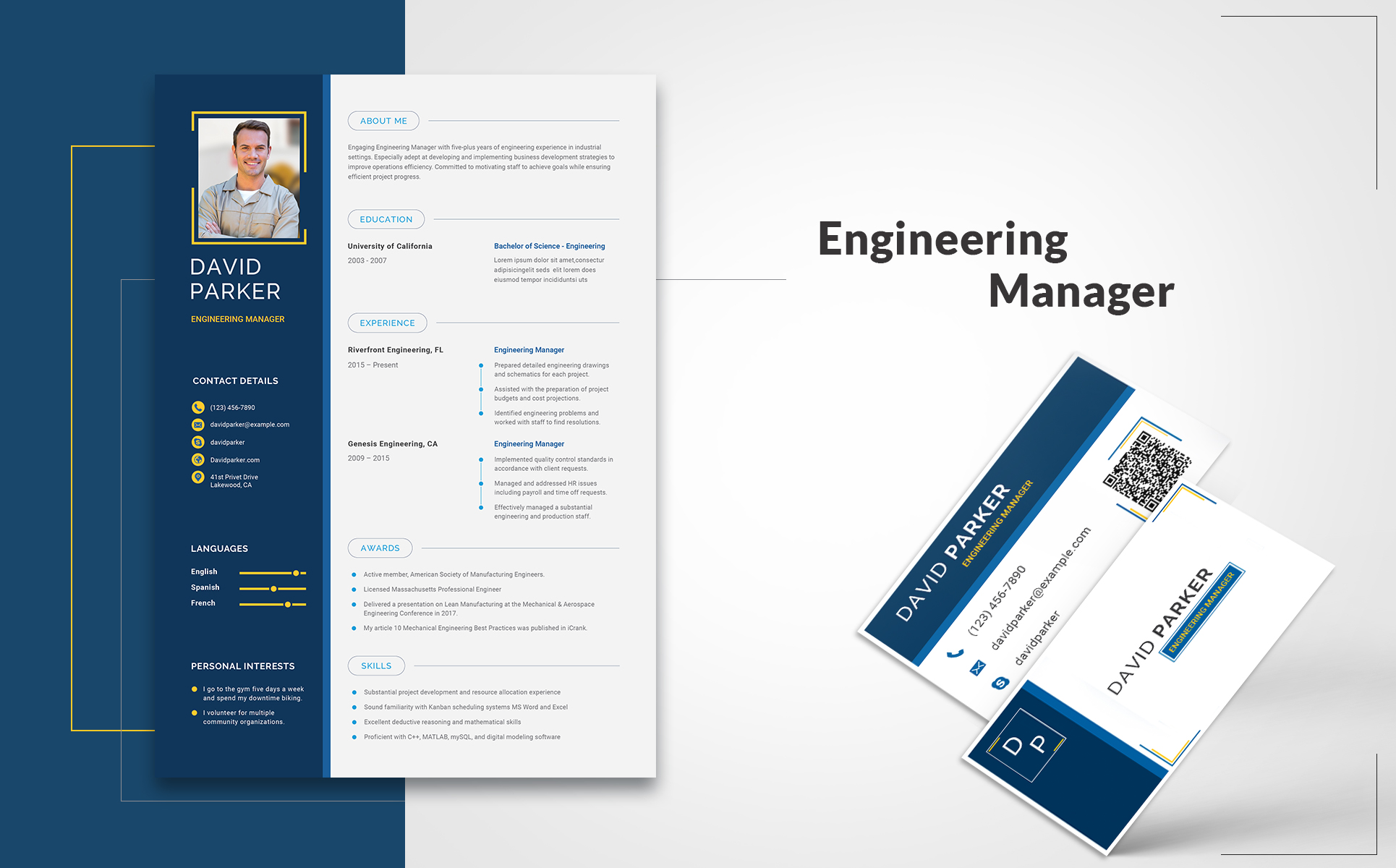 Download Резюме "David Parker - Engineering Manager Resume Template" / David Parker - Engineering Manager Resume Template - Резюме на тему графика management engineer ms architectural manager architect civil electrical mechanical engg industrial dcientist technology engineering